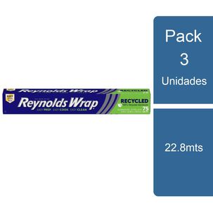 Pack 3 Papel Aluminio Reciclado 22.8mts Reynolds Wrap